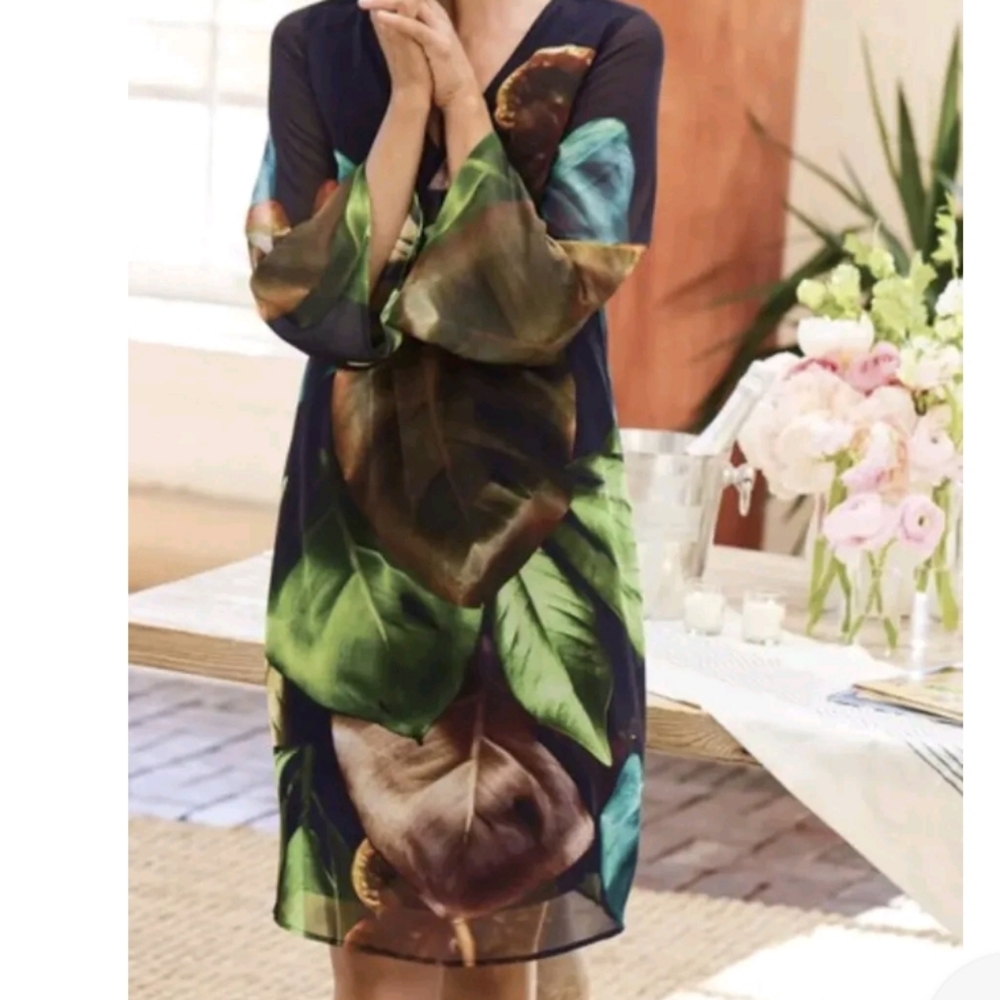 Soft Surroundings Tropical Leaf Mistica Dress
